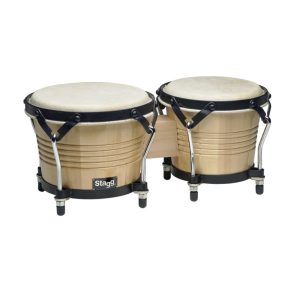 Stagg BW-200-N Natural Latin Wood Bongos - 7.5” and 6.5” - Rabbit Skin Head - Steel Rims and Bottoms